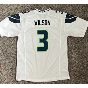 Seattle Seahawks Russell Wilson #3 White Jersey Boys Size L